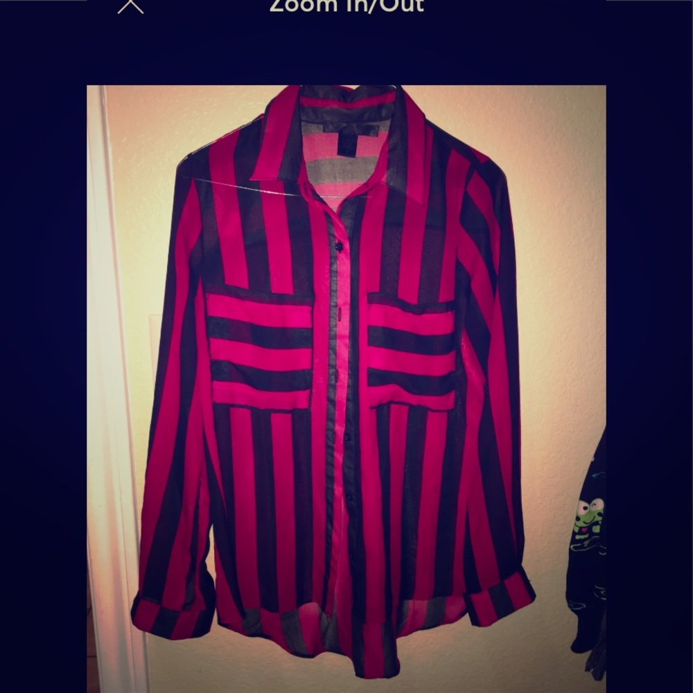 Long sleeve black and red button down